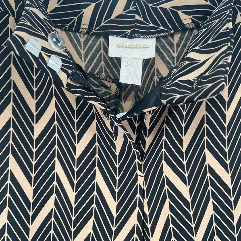 Chico’s Elevated Mitre-Print Wide-Leg Pants Size 2 NWT‎